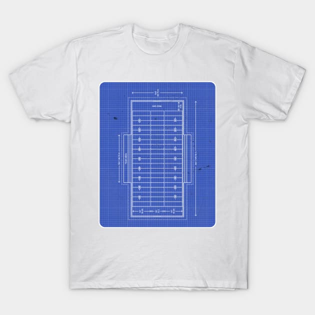 American Football Pitch Blueprint T-Shirt by RAADesigns